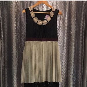 Ryu black cream overlay flapper style shift dress